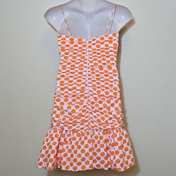 Rickie Freeman Teri Jon Polka Dot Ruched Mini Dress Ruffle Sweetheart 80s 90s - Picture 10 of 13